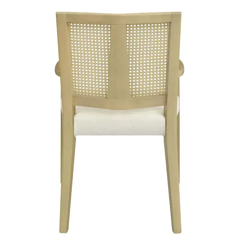 PexFix 2 Pezzi Poltroncine Moderne Imbottite in Tessuto Sedie da Pranzo con Schienale in Rattan Sedie da Cucina d'Accento con Gambe in Legno Massello Naturale