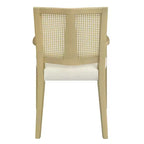 PexFix 2 Pezzi Poltroncine Moderne Imbottite in Tessuto Sedie da Pranzo con Schienale in Rattan Sedie da Cucina d'Accento con Gambe in Legno Massello Naturale