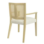 PexFix 2 Pezzi Poltroncine Moderne Imbottite in Tessuto Sedie da Pranzo con Schienale in Rattan Sedie da Cucina d'Accento con Gambe in Legno Massello Naturale