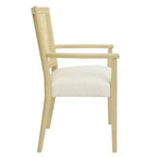 PexFix 2 Pezzi Poltroncine Moderne Imbottite in Tessuto Sedie da Pranzo con Schienale in Rattan Sedie da Cucina d'Accento con Gambe in Legno Massello Naturale
