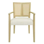 PexFix 2 Pezzi Poltroncine Moderne Imbottite in Tessuto Sedie da Pranzo con Schienale in Rattan Sedie da Cucina d'Accento con Gambe in Legno Massello Naturale