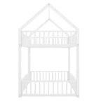 Letto a Castello in Metallo per Bambini, Letto a Castello a Pavimento con Recinzione, Porta e Spondine