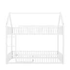 Letto a Castello in Metallo per Bambini, Letto a Castello a Pavimento con Recinzione, Porta e Spondine
