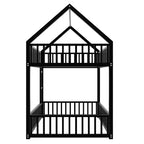 Letto a Castello in Metallo per Bambini, Letto a Castello a Pavimento con Recinzione, Porta e Spondine