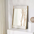 Specchio Kandi Faux Marble - 24 x 36 - CMI1006 - Bianco/Ottone - Safavieh