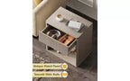 Comodino scanalato, set da 2, con cassetto e ripiano aperto