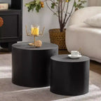 Set di 2 tavolini da caffè a incastro, rotondi, in legno dal design moderno, tavolini d'appoggio salvaspazio per piccoli soggiorni, camere da letto, uffici - Nero