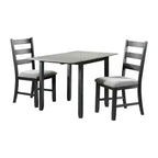Picket House Furnishings 3pc Tuttle Drop Leaf Extendable Dining Table Set and 2 Chairs Gray/Black: Modern Rectangle Shape, Upholstered Chairs