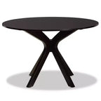 Tavolo da pranzo rotondo in legno da 122 cm con gambe a compasso – Marrone Scuro
