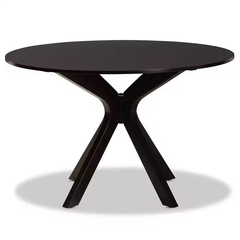 Tavolo da pranzo rotondo in legno da 122 cm con gambe a compasso – Marrone Scuro