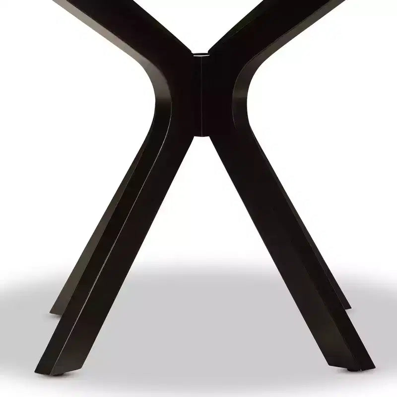 Tavolo da pranzo rotondo in legno da 122 cm con gambe a compasso – Marrone Scuro