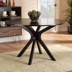 Tavolo da pranzo rotondo in legno da 122 cm con gambe a compasso – Marrone Scuro