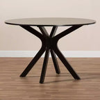 Tavolo da pranzo rotondo in legno da 122 cm con gambe a compasso – Marrone Scuro