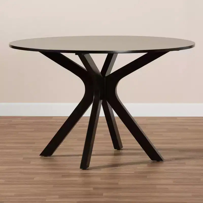 Tavolo da pranzo rotondo in legno da 122 cm con gambe a compasso – Marrone Scuro
