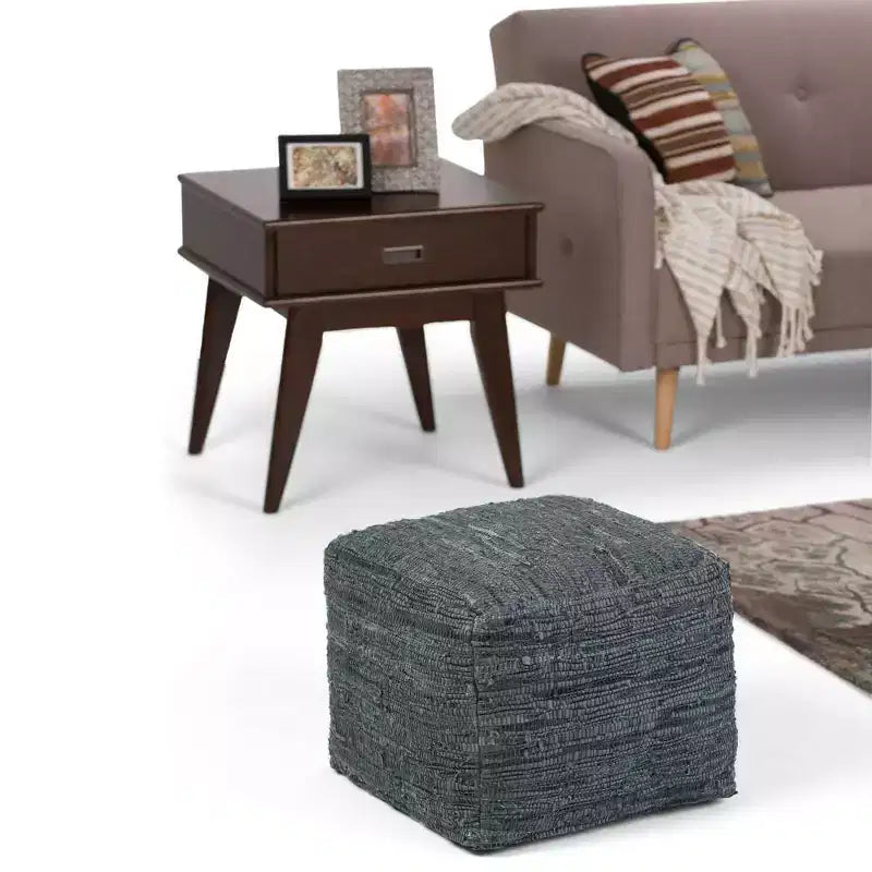 Pouf ottomano quadrato a maglia