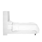 Letto imbottito Wingback con pannelli e testiera ricurva