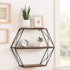 Sagebrook Home Mensole Fluttuanti da Parete in Metallo e Legno, Contenitore e Espositore, Organizzazione Decorativa per Mensole da Parete