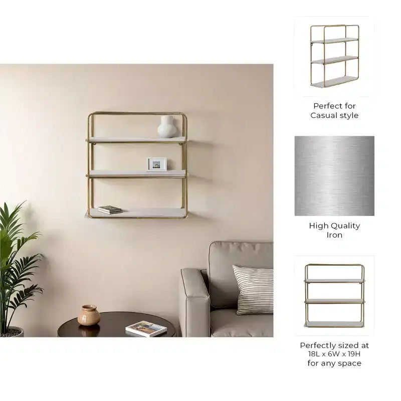 Sagebrook Home Mensole Fluttuanti da Parete in Metallo e Legno, Contenitore e Espositore, Organizzazione Decorativa per Mensole da Parete
