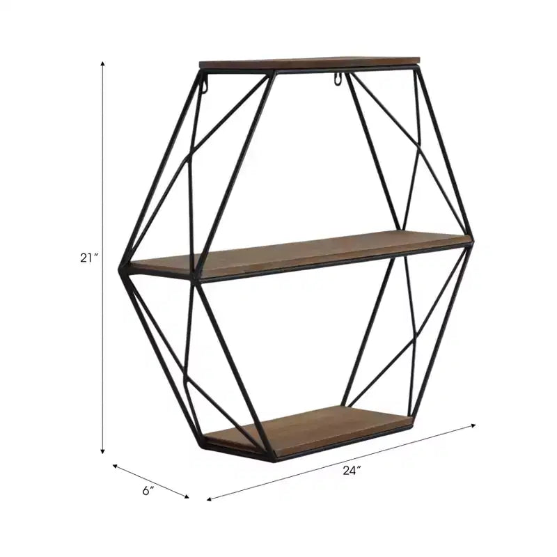 Sagebrook Home Mensole Fluttuanti da Parete in Metallo e Legno, Contenitore e Espositore, Organizzazione Decorativa per Mensole da Parete