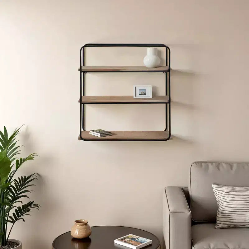 Sagebrook Home Mensole Fluttuanti da Parete in Metallo e Legno, Contenitore e Espositore, Organizzazione Decorativa per Mensole da Parete