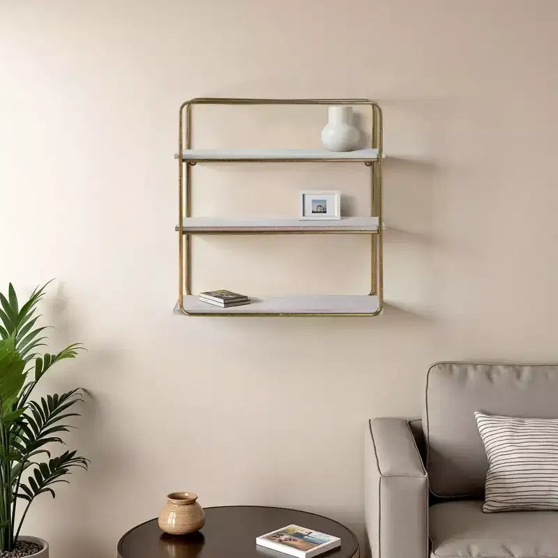 Sagebrook Home Mensole Fluttuanti da Parete in Metallo e Legno, Contenitore e Espositore, Organizzazione Decorativa per Mensole da Parete