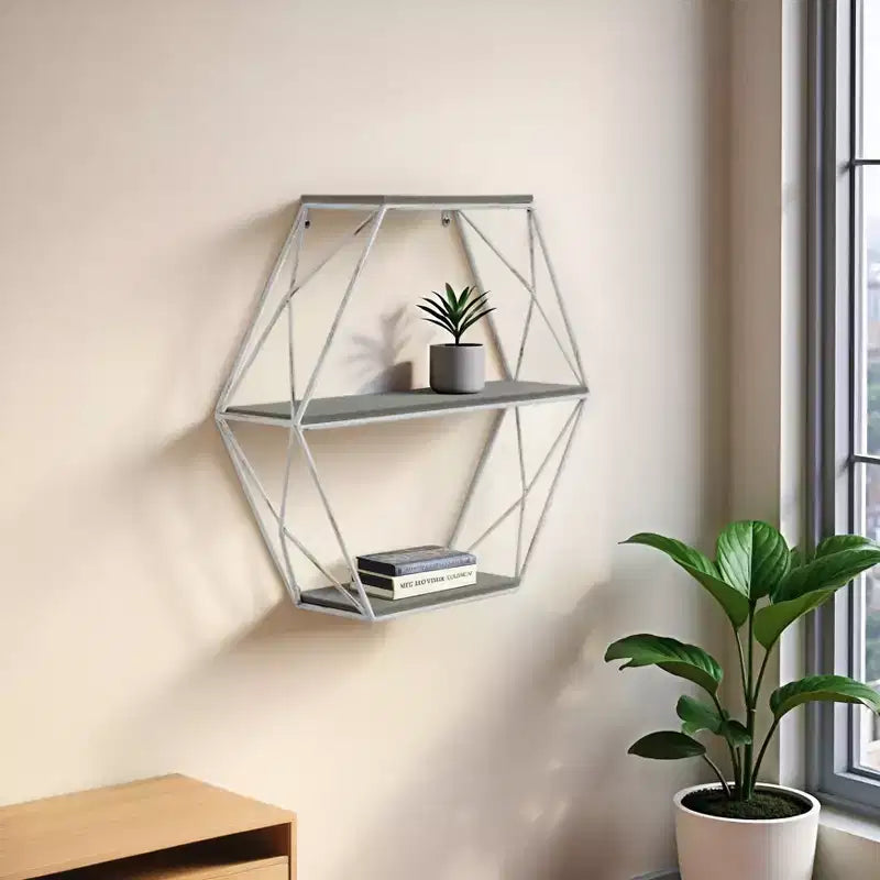 Sagebrook Home Mensole Fluttuanti da Parete in Metallo e Legno, Contenitore e Espositore, Organizzazione Decorativa per Mensole da Parete
