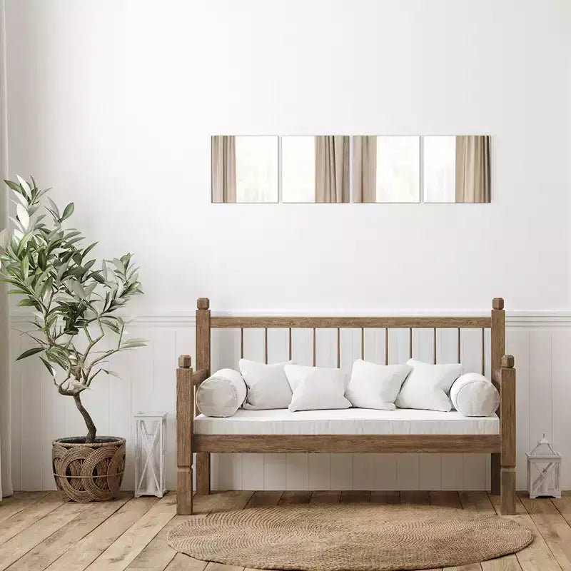 Evideco Articoli per la casa francesi, Set di 4 grandi specchi decorativi autoadesivi, disponibili in 3 forme. Perfetti per l'arredamento moderno delle pareti in qualsiasi stanza.