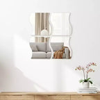 Evideco Articoli per la casa francesi, Set di 4 grandi specchi decorativi autoadesivi, disponibili in 3 forme. Perfetti per l'arredamento moderno delle pareti in qualsiasi stanza.