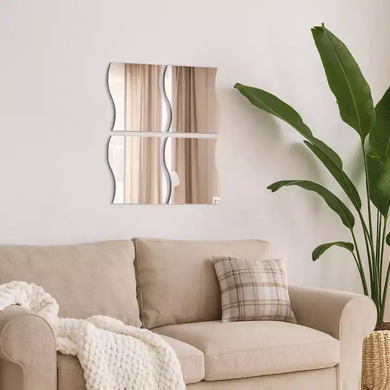 Evideco Articoli per la casa francesi, Set di 4 grandi specchi decorativi autoadesivi, disponibili in 3 forme. Perfetti per l'arredamento moderno delle pareti in qualsiasi stanza.